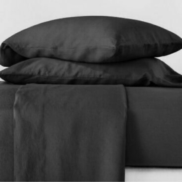 Casaluna Bedding Casaluna 0 Linen Sheet Set Queen Washed Black